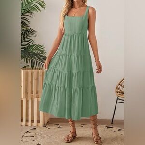 NWOT summery floaty Green Maxi Dress